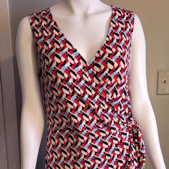 Banana Republic Geometric Bodycon Dress Medium Artwear Classic Stretch Vneck - Picture 3 of 11